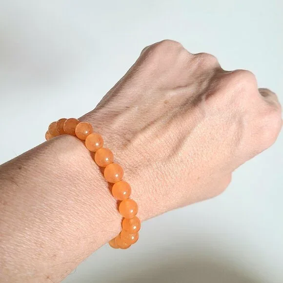 Peach Aventurine stretchy bracelet. - Picture 3 of 4